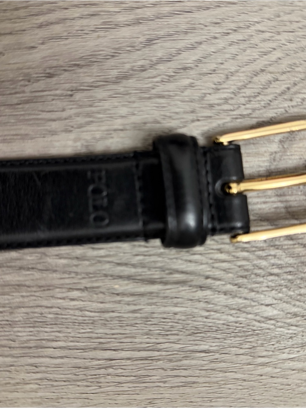 Polo Ralph Lauren Black Italian Leather Men's Belt with Gold Buckle - Picture 5 of 8